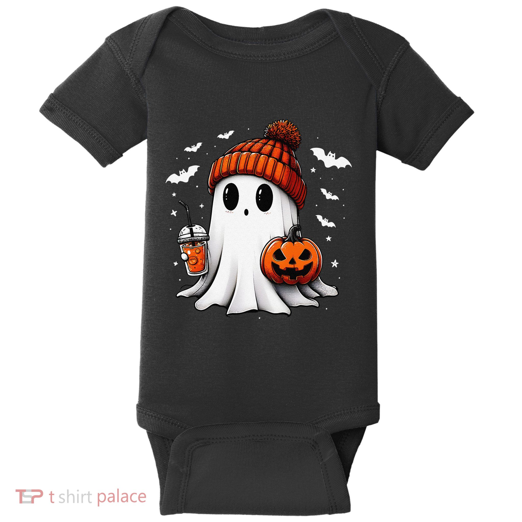 Cute Halloween Ghost Drink Pumpkin Baby Bodysuit