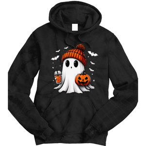 Cute Halloween Ghost Drink Pumpkin Tie Dye Hoodie