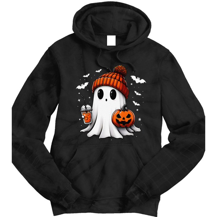 Cute Halloween Ghost Drink Pumpkin Tie Dye Hoodie