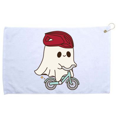 Cute Halloween Ghost Riding A Bike Grommeted Golf Towel