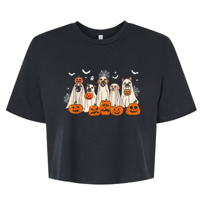 Cute Halloween Ghost Dogs Funny Dog Lovers Women Bella+Canvas Jersey Crop Tee