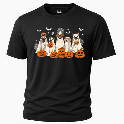 Cute Halloween Ghost Dogs Funny Dog Lovers Women Cooling Performance Crew T-Shirt