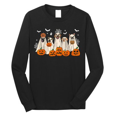 Cute Halloween Ghost Dogs Funny Dog Lovers Women Long Sleeve Shirt