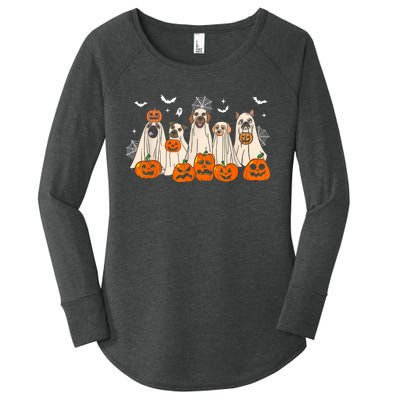 Cute Halloween Ghost Dogs Funny Dog Lovers Women Women's Perfect Tri Tunic Long Sleeve Shirt