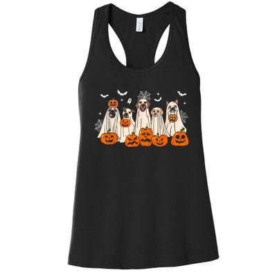 Cute Halloween Ghost Dogs Funny Dog Lovers Women Women's Racerback Tank