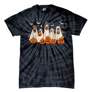 Cute Halloween Ghost Dogs Funny Dog Lovers Women Tie-Dye T-Shirt