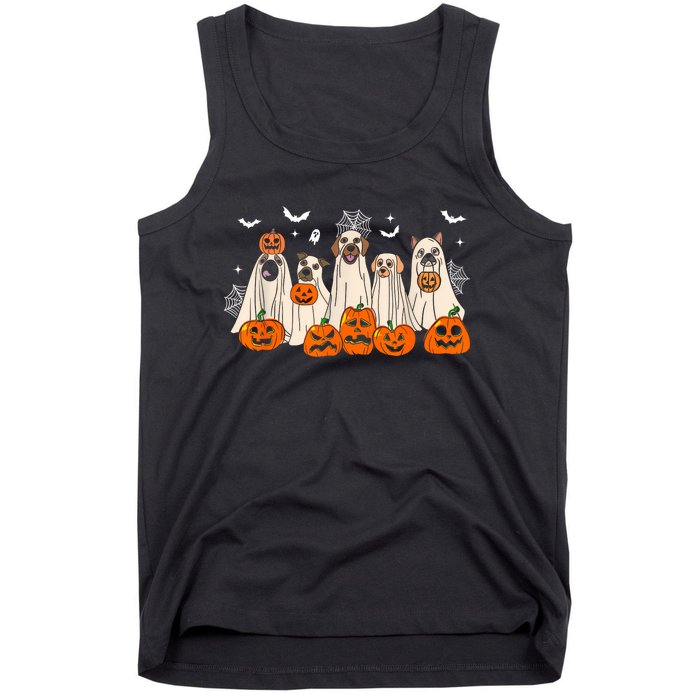 Cute Halloween Ghost Dogs Funny Dog Lovers Women Tank Top