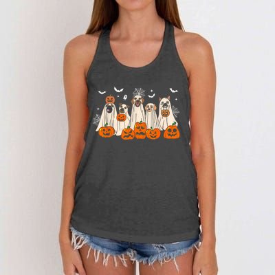 Cute Halloween Ghost Dogs Funny Dog Lovers Women Women's Knotted Racerback Tank