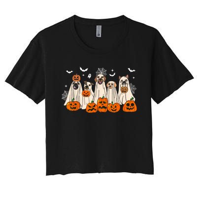 Cute Halloween Ghost Dogs Funny Dog Lovers Women Women's Crop Top Tee