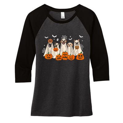 Cute Halloween Ghost Dogs Funny Dog Lovers Women Women's Tri-Blend 3/4-Sleeve Raglan Shirt