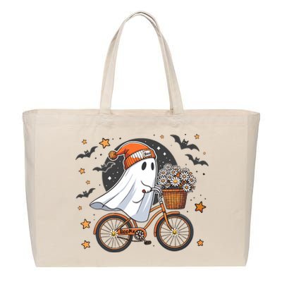 Cute Halloween Ghost S Cotton Canvas Jumbo Tote