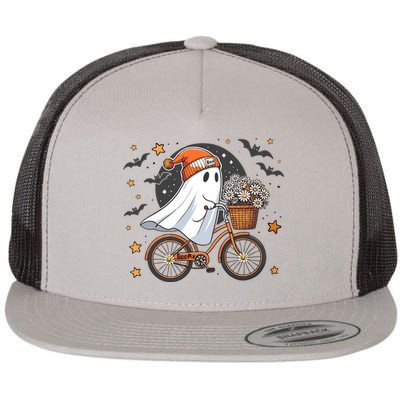 Cute Halloween Ghost S Flat Bill Trucker Hat