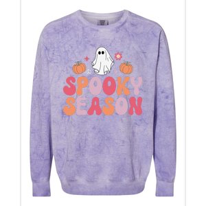 Cute Halloween Groovy Ghost Spooky Season Halloween Costume Colorblast Crewneck Sweatshirt