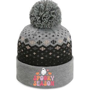 Cute Halloween Groovy Ghost Spooky Season Halloween Costume The Baniff Cuffed Pom Beanie