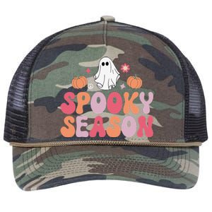 Cute Halloween Groovy Ghost Spooky Season Halloween Costume Retro Rope Trucker Hat Cap