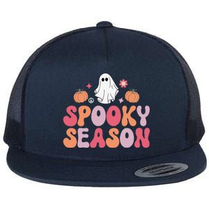 Cute Halloween Groovy Ghost Spooky Season Halloween Costume Flat Bill Trucker Hat