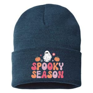 Cute Halloween Groovy Ghost Spooky Season Halloween Costume Sustainable Knit Beanie