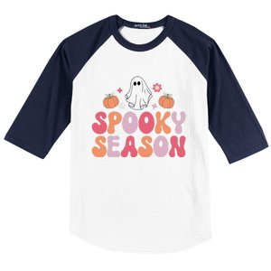 Cute Halloween Groovy Ghost Spooky Season Halloween Costume Baseball Sleeve Shirt