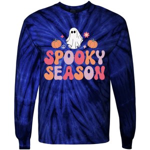 Cute Halloween Groovy Ghost Spooky Season Halloween Costume Tie-Dye Long Sleeve Shirt