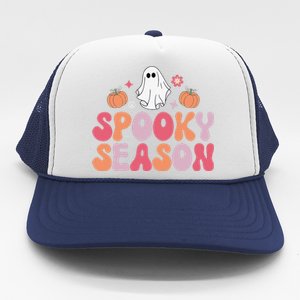 Cute Halloween Groovy Ghost Spooky Season Halloween Costume Trucker Hat