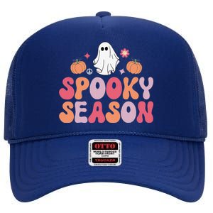 Cute Halloween Groovy Ghost Spooky Season Halloween Costume High Crown Mesh Back Trucker Hat