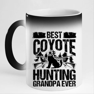 Coyote Hunting Grandpa Hunter Fathers Day Predator Hunting Gift 11oz Black Color Changing Mug