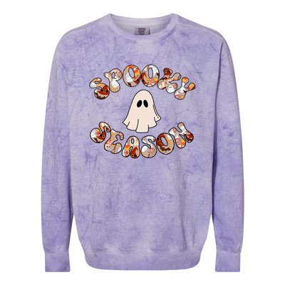 Cute Halloween Ghost Spooky Season Spooky Vibes Ghost Cool Gift Colorblast Crewneck Sweatshirt