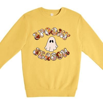 Cute Halloween Ghost Spooky Season Spooky Vibes Ghost Cool Gift Premium Crewneck Sweatshirt