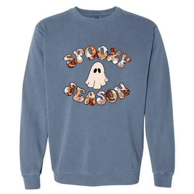 Cute Halloween Ghost Spooky Season Spooky Vibes Ghost Cool Gift Garment-Dyed Sweatshirt