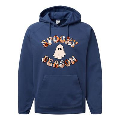 Cute Halloween Ghost Spooky Season Spooky Vibes Ghost Cool Gift Performance Fleece Hoodie