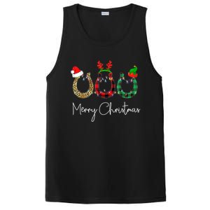 Christmas Horseshoe Gift Leopard Plaid Santa Hat Horse Xmas Gift PosiCharge Competitor Tank