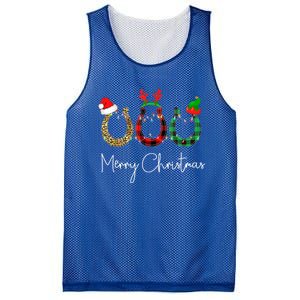 Christmas Horseshoe Gift Leopard Plaid Santa Hat Horse Xmas Gift Mesh Reversible Basketball Jersey Tank