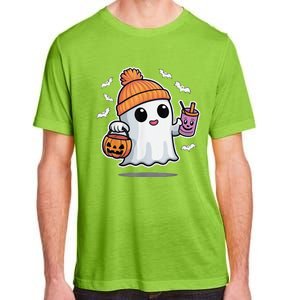 Cute Halloween Ghost Drink Pumpkin Adult ChromaSoft Performance T-Shirt