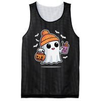 Cute Halloween Ghost Drink Pumpkin Mesh Reversible Basketball Jersey Tank