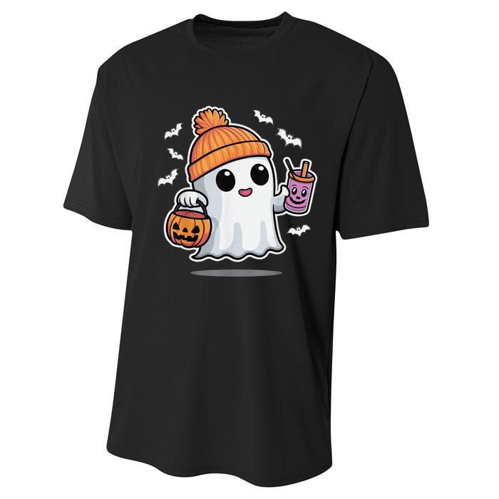 Cute Halloween Ghost Drink Pumpkin Performance Sprint T-Shirt