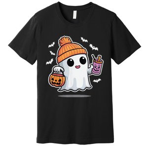 Cute Halloween Ghost Drink Pumpkin Premium T-Shirt