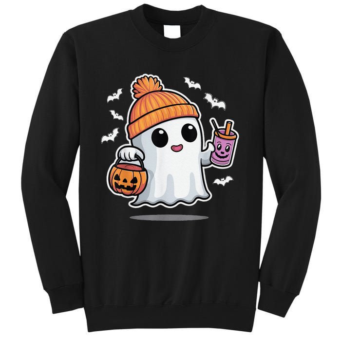 Cute Halloween Ghost Drink Pumpkin Tall Sweatshirt