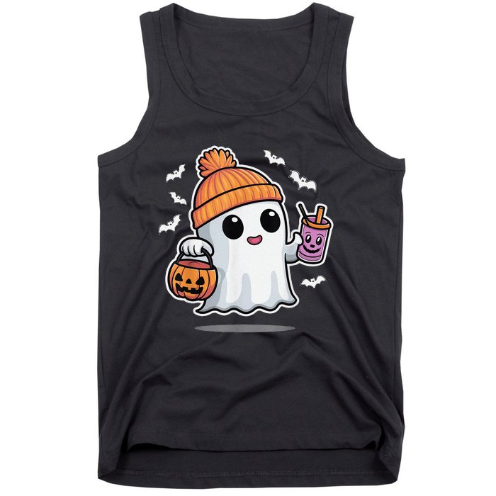 Cute Halloween Ghost Drink Pumpkin Tank Top