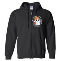 Cute Halloween Ghost Drink Pumpkin Full Zip Hoodie