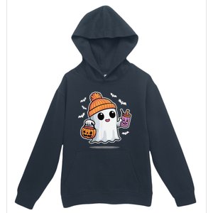 Cute Halloween Ghost Drink Pumpkin Urban Pullover Hoodie