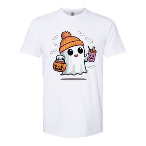 Cute Halloween Ghost Drink Pumpkin Softstyle CVC T-Shirt