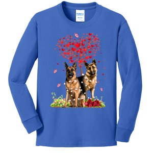 Cute Hearts Ger Shepherd Dog Puppy Lover Valentines Day Gift Kids Long Sleeve Shirt