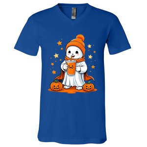 Cute Halloween Ghost Ing Pumpkin Juice Artwork Gift V-Neck T-Shirt