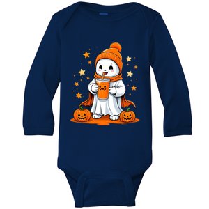 Cute Halloween Ghost Ing Pumpkin Juice Artwork Gift Baby Long Sleeve Bodysuit