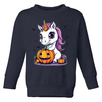 Cute Halloween Girls Witchy Unicorn Halloween Toddler Sweatshirt