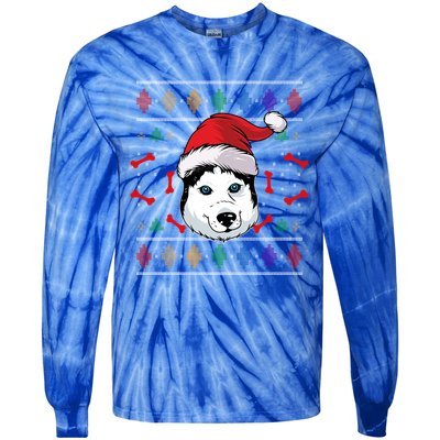 Christmas Husky Gift Tie-Dye Long Sleeve Shirt