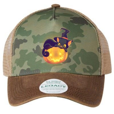 Cute Halloween Glowing Pumpkin Jackolantern Witch Cat Legacy Tie Dye Trucker Hat