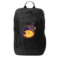 Cute Halloween Glowing Pumpkin Jackolantern Witch Cat City Backpack
