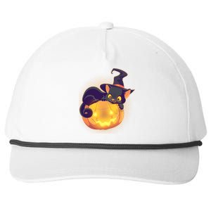 Cute Halloween Glowing Pumpkin Jackolantern Witch Cat Snapback Five-Panel Rope Hat