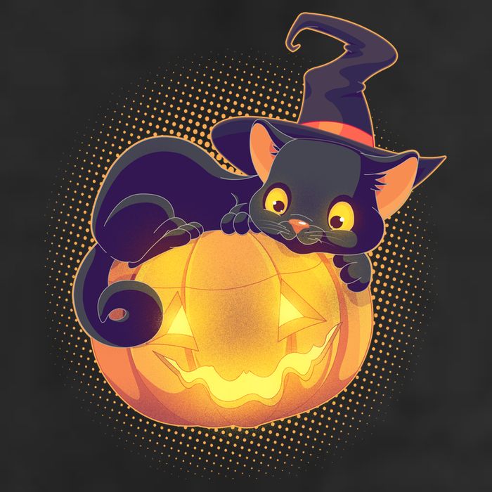 Cute Halloween Glowing Pumpkin Jackolantern Witch Cat 11oz C Handle Ceramic Mug